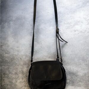 Gianni Conti Black Italian Leather Crossbody Bag
